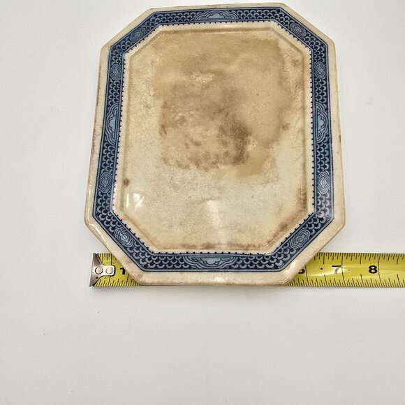 Vintage Ceramic Cheese Dish/ Butter Dish Floral Bird Design Blue Lined England - Picture 11 of 13